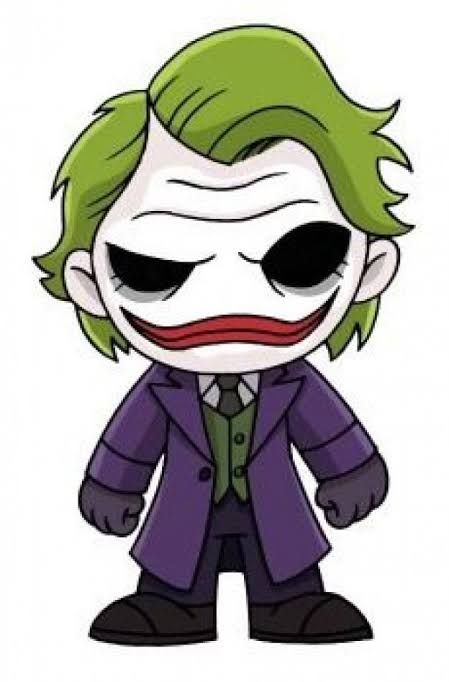 Dc Joker Art, Batman Cartoon Art, Chibi Villians, Fictional Characters Drawings, Batman And Joker Drawing, Batman Cartoon Drawing, Joker Chibi, Marvel Cartoon Drawings, Joker Cartoon