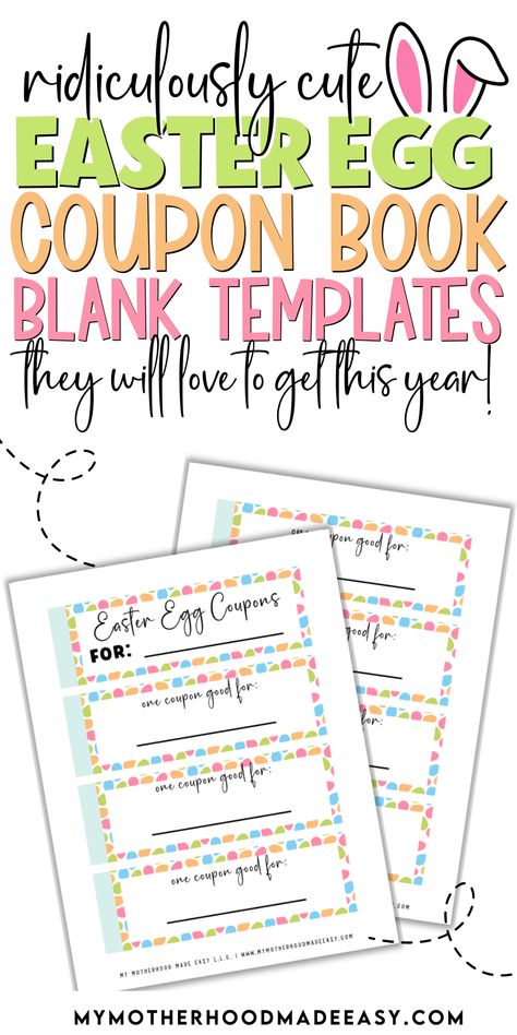 Printable blank easter coupons    Looking for Free Printable Easter Egg Coupons to throw a super cool and well rewarding Easter Egg Hunt with? Well, you’re in luck! Keep reading to learn more about our free printable easter coupons as well as grab a FREE Copy of our Blank Coupons and Pre-filled Easter Coupons. Easter Coupons For Teens, Easter Coupons Free Printable, Easter Egg Coupons Free Printable, Easter Egg Coupons, Voucher Template Free, Easter Coupons, Coupons For Kids, Free Easter Coloring Pages, Easter Coloring Sheets