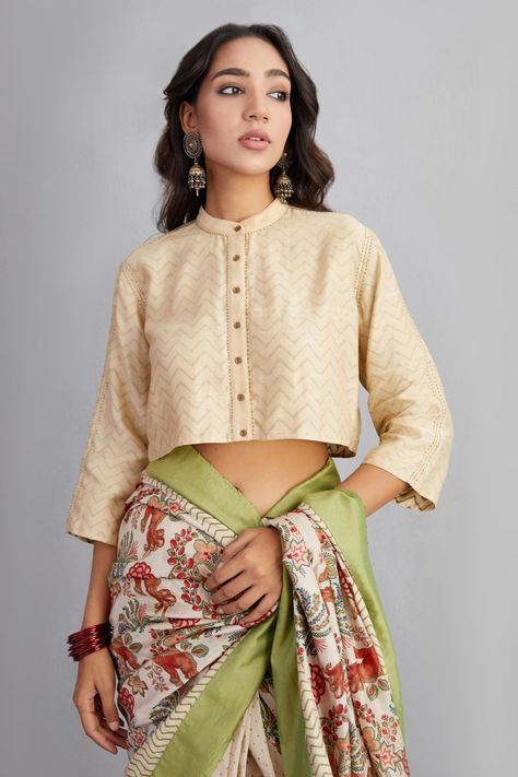 Buy Torani Beige Airawata Chandni Handwoven Chanderi Blouse Online | Aza Fashions Floral Anarkali, Saree Blouses Online, Yellow Floral Blouse, Crop Top For Women, Crop Tops Online, Embroidered Crop Tops, Floral Peplum, Blouse For Women, Indian Fashion Designers