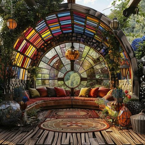 Holistic Retreat, Boho Hippie Decor, Magical House, Classic Kitchen Design, Sunken Living Room, Hippie Homes, Goth Home, Goth Home Decor, Indie Room Decor