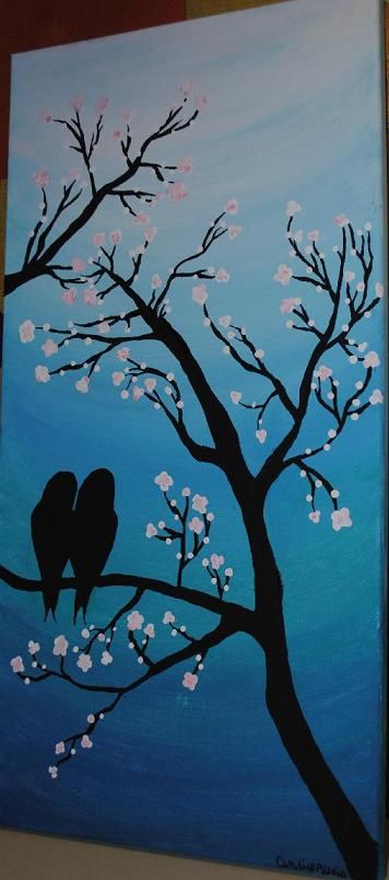 Canvas painting! I want this!!!! Bird Pics, Wanna Recreate, Birds Sitting, Wine And Canvas, Baby Birds, Start Painting, Creation Art, Simple Painting, Painting Canvases