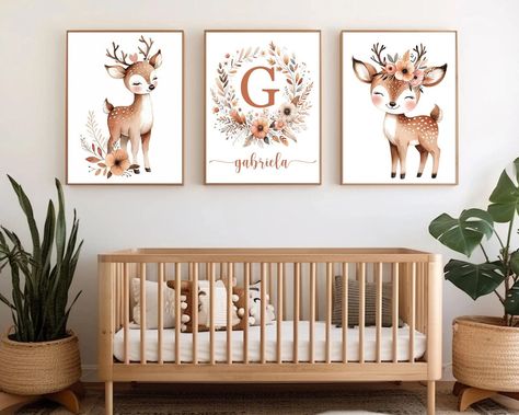 Boho Deer Nursery, Boho Girl Nursery, Woodland Retreat, Woodland Wonderland, Deer Nursery, Woodland Nursery Wall Art, Magical Woodland, Deer Animal, Whimsical Woodland