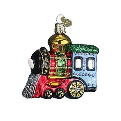 Train Ornament, Old World Christmas Ornaments, Christopher Radko, Ornament Ideas, Glass Christmas Tree Ornaments, Christmas Train, Ornament Hooks, Old World Christmas, Glitter Glass