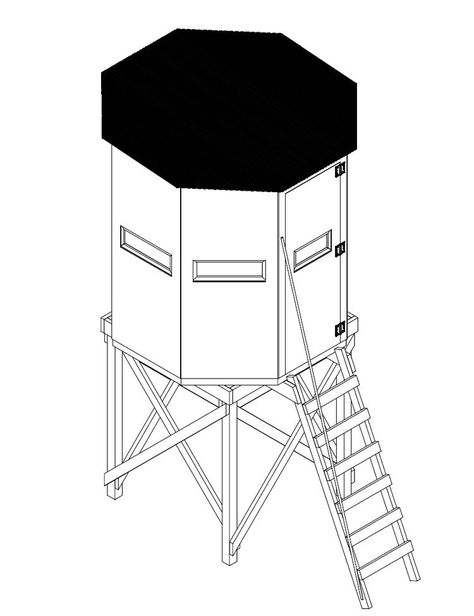 11 Free Deer Stand Plans In a Variety of Sizes Elevated Deer Blind, Diy Deer Stand, Deer Blind Plans, Deer Hunting Stands, Deer Stand Plans, Shooting House, Bow Hunting Deer, Hunting Stands, Deer Blind