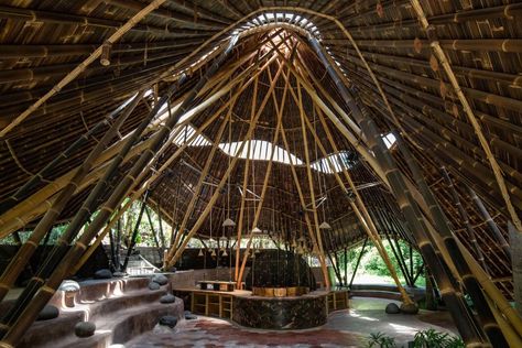 The 11-Day Bamboo Building and Design Course in Bali Green School Bali, Bamboo Building, Natural Building Materials, Communal Kitchen, Bamboo Structure, Bamboo Architecture, Bamboo Construction, Public Architecture, Landscape And Urbanism