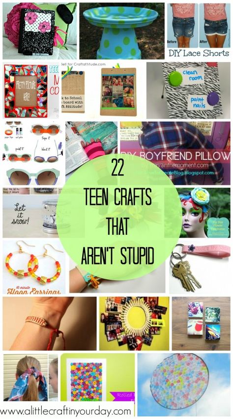 Teen Crafts that AREN’T stupid  Good idea to get your teens involved or make something for them. Fun Crafts For Teens, Teen Crafts, Teen Fun, Camping Crafts, Upcycled Crafts, Summer Bucket Lists, Crafts For Teens, Summer Crafts