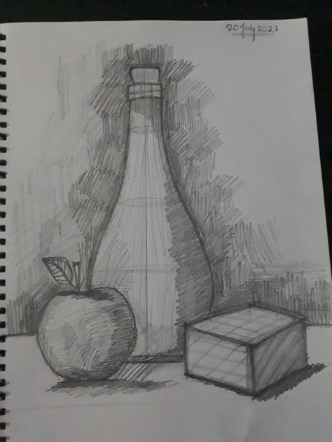 Pencil Shading Objects, Three Objects Drawing, Still Objects Sketch, Still Object Drawing, Object Drawing Pencil Easy, Easy Object Sketches, Object Drawing Painting, Live Object Drawing, 3 Objects Drawing