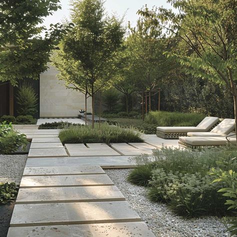 Simple Garden Landscape Ideas, Landscape Design Simple, Architectural Landscape Design, Modern Cottage Garden Design, Modern Cottage Landscaping, Backyard Garden Landscaping Ideas, Garden Minimalist Design, Side Courtyard Ideas, Minimalistic Landscaping