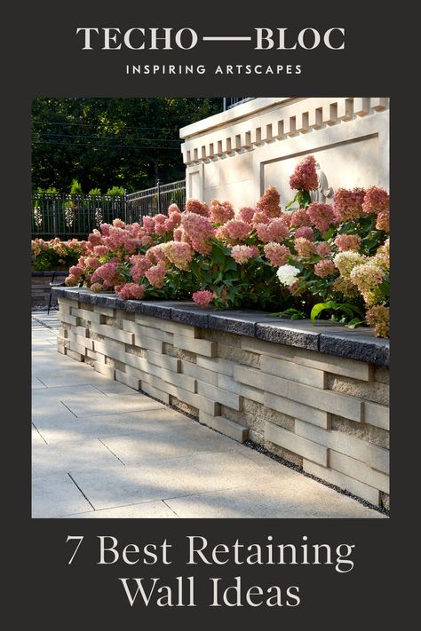 7 Retaining Wall Ideas For Your Front Yard Landscape Gardening Retaining Wall Ideas, Retaining Wall Pavers Ideas, Front Yard Retaining Wall Landscaping, Front Yard Terrace Landscaping, Retaining Wall Landscape Ideas, Sloped Front Yard Retaining Wall Ideas, Retaining Wall Cap Ideas, Backyard Retaining Wall Landscaping, Farmhouse Retaining Wall