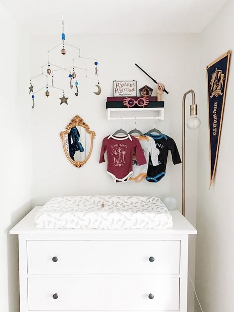 Gender Neutral Nursery Harry Potter, Harry Potter Nursery Prints, Nursery Harry Potter Theme, Harry Potter Changing Table, Boho Harry Potter Nursery, Harry Potter Nursery Wallpaper, Harry Potter Inspired Nursery, Neutral Harry Potter Nursery, Harry Potter Baby Room Themed Nursery