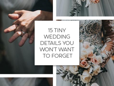 15 Tiny Wedding Details You Won’t Want to Forget I know what you’re thinking, “Oh great, more for me to do! Add that to my already huge wedding checklist!” Let me be clear here, this list is NOT meant to overwhelm you. In fact, if you did NOTHING on this list, I guarantee you NONE of your guests would know the differ Wedding Details To Not Forget, Intimate Wedding Details, Tiny Beach Wedding, Wedding Details For Guests, Thoughtful Wedding Details, Small Details For Wedding, Wedding Small Details, Small Wedding Details, Josie Wedding