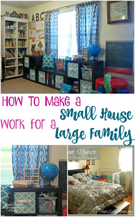 Think your house is too small for a large family? Think again! Learn how to make a small house work for a large family with these tips. #largefamily #largefamilyliving #homeorganization Big Family Small House, Large Family Organization, Big Family House, Large Families Living, Small House Organization, Boho Apartment, Small House Living, House Organization, House Work