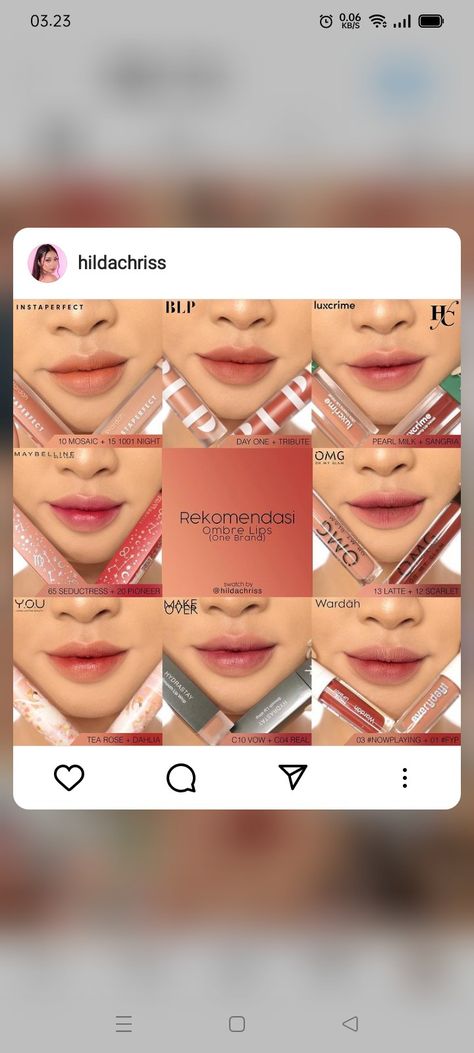 Lipstick Ombre Korea, Ombre Lips Produk Implora, Lip Ombre, Lipstick Ombre, Make Up Guide, Ombre Lipstick, Make Up Mata, Ombre Lip, Membentuk Alis