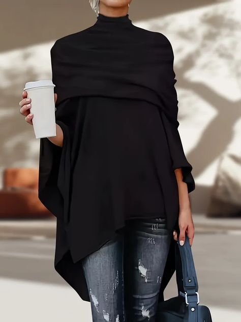 Turtleneck Layering, Stile Casual Chic, Batwing Sleeve Top, Vevey, Turtleneck Shirt, Loose Shirts, Looks Chic, Fashion Mode, Google Shopping