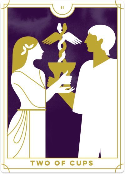 Two of Cups Tarot Card Meanings | Biddy Tarot Two Of Cups Tarot, Tarot Cups, What Are Tarot Cards, The Star Tarot Card, Two Of Cups, Mutual Attraction, Star Tarot Card, The Star Tarot, Biddy Tarot