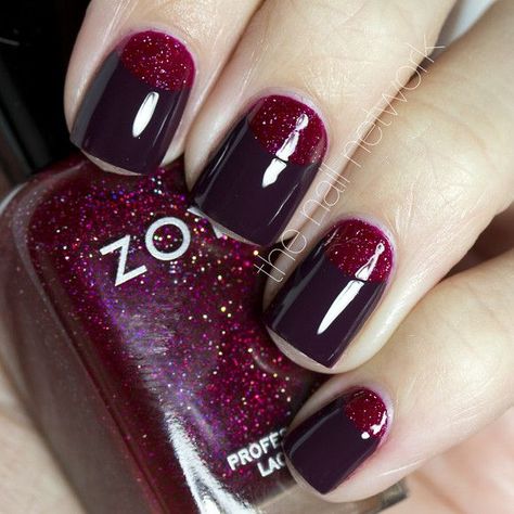 pretty Gel Manicure Colors, Half Moon Nails, French Manicure Designs, Half Moons, Manicure Colors, Moon Nails, Stylish Nails Designs, Easy Nails, Burgundy Nails