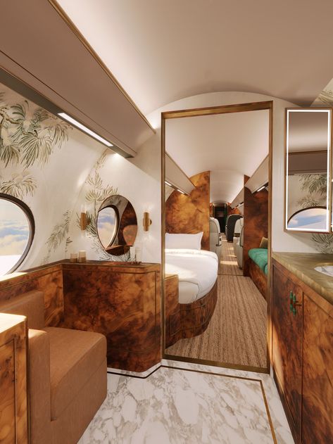 Why Bespoke Private Jet Interiors Are the Ultimate Status Symbols for the A-List | AD Middle East Airplane Interior, Private Jet Interior, Luxury Van, Luxury Private Jets, Minimal Bedroom, Florida Condos, Multifunctional Space, White Artwork, Popular Decor