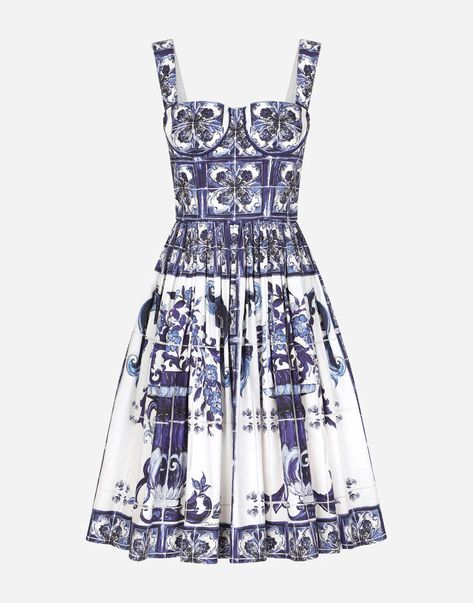 Majolica Print, Bustier Midi Dress, Corset Midi Dress, Printed Short Dresses, Dolce Gabbana Dress, Runway Dresses, Bustier Dress, Dolce E Gabbana, Bustiers