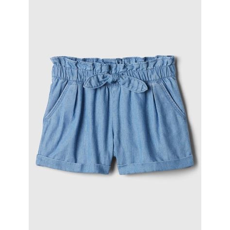 Girls cotton shorts. With an elastic waistband. Bow at the waist. Side pockets. This product is part of our Washwell water-saving program. Compared to conventional washing methods, Washwell has saved millions of liters of water since 2016. Learn more at Gap for Good. Toddler Gear, Bow Applique, Gap Kids, Baby Gap, Kids Shorts, Cotton Knit, Ruffle Trim, Cotton Shorts, Chambray