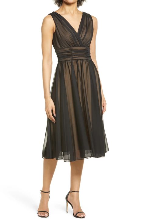 Perfect Clothes For An Hourglass Body Shape - Capsule Closet Stylist Black Tie Optional Dress Women, Cocktail Dress Nordstrom, Fit And Flare Cocktail Dress, Cocktail Dress Wedding Guest, Fall Wedding Guest Dress, Chiffon Overlay, Floral Sheath Dress, Dress The Population, Color Analysis