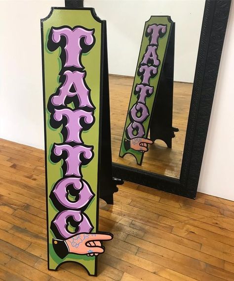 Tattoo Shop Interior, Tattoo Shop Decor, Tattoo Studio Interior, Tattoo Station, Barber Tattoo, Sign Painting Lettering, Tattoo Salon, Tattoo Posters, One Percent