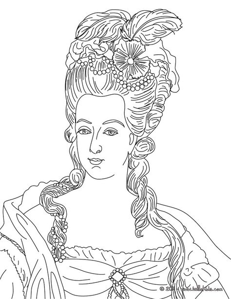 French Queen, Light Spring Colors, People Coloring Pages, Disney Coloring Pages, Coloring Book Art, How To Draw Hair, Marie Antoinette, Color Therapy, Coloring Book Pages