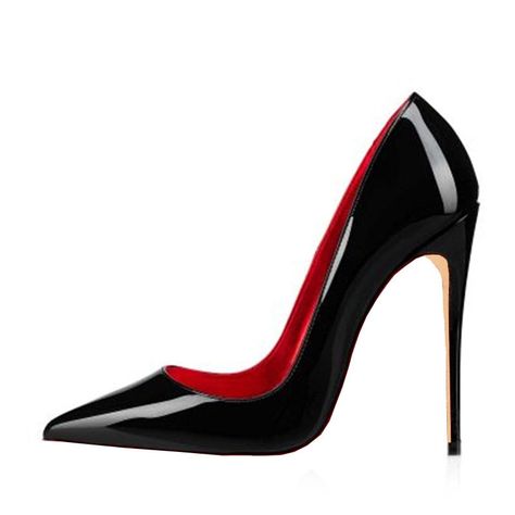 Black Patent Leather Women's Stiletto Heels Pump | All For Me Today Sleek Patent Leather Pointed Heels, Black High Heels Stilettos, Shoe Shapes, Shiny Black Patent Leather Heels, Spiked Bra, Luxury Black Pointed Heels, High-end Black Pointed Toe Heels, Black Patent Heels, Black Stiletto Heels