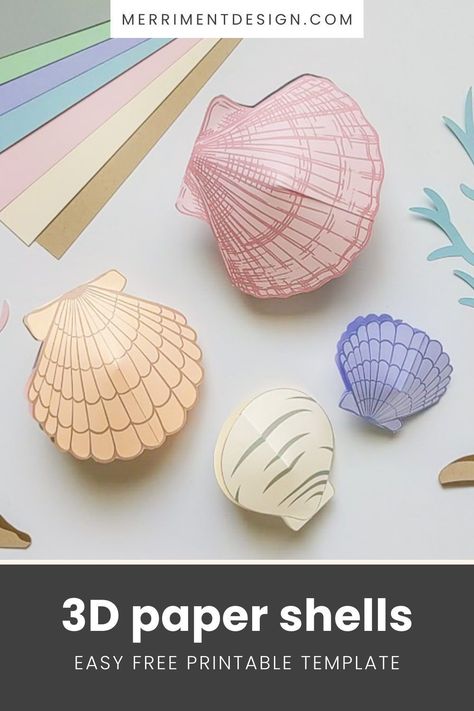 Shell-abrate summer with my easy paper seashells craft idea for kids. It’s an easy 3D seashell printable template that’s easier to make than folding origami seashells and much cuter than paper plate shells. My 3D paper seashells would make a great craft activity for a beach birthday party or a mermaid birthday party. You could make some paper seashells yourself for party decorations or have kids make their own as a simple birthday craft activity. Cricut Shell Projects, Paper Shells Craft, Sea Shell Paper Craft, Paper Shells Diy, Under The Sea Paper Crafts, Seashell Paper Crafts, Beach Paper Craft, Sea Paper Craft, Shell Bag Diy