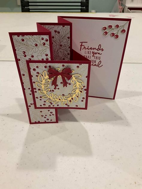 Sample Christmas Cards, Handcrafted Christmas Cards, Tarjetas Pop Up, Create Christmas Cards, Stamped Christmas Cards, Fancy Fold Card Tutorials, Simple Christmas Cards, Hand Made Greeting Cards, Beautiful Christmas Cards