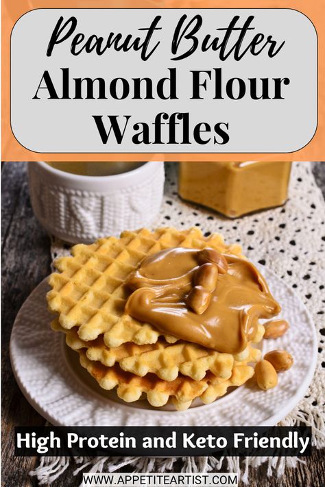 Almond flour waffles with peanut butter Waffles Protein, High Protein Waffles, Healthy Waffle Recipe, Healthy Waffle, Peanut Butter Waffles, Almond Flour Waffles, Waffle Recipe Healthy, Low Carb Waffles, Almond Flour Bread