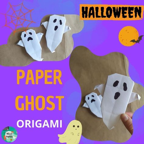 Ghost Origami Easy, Halloween Origami Step By Step, Origami Skull Tutorial, Halloween Ghost Paper, Origami Jack O Lantern, Halloween Origami, Halloween Paper, Hello Everyone, Origami