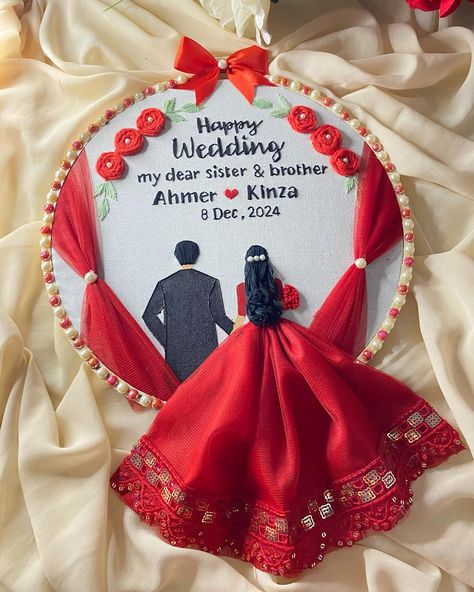 Celebrating your Brothers /sister’s special day with this handmade wedding hoop! 🎉❤️ A personalized touch to mark the beginning of a beautiful journey for the lovely couple. Crafted with love and attention to every detail. Here’s to a lifetime of happiness together! 🧵✨ . . . . . Hoop embroidery / handmade wedding gift / hoop art / DIY products/couple hoop gift / hoop embroidery wedding/ wedding gift / Gift / gifting #AhmerAndKinza #DecemberWedding #instagram #HandmadeLove #WeddingGift #Hand... Handmade Wedding Gift, Wedding Embroidery Hoop, Wedding Hoop, Handmade Wedding Gifts, Embroidery Wedding, Wedding Embroidery, Dear Sister, December Wedding, Diy Products