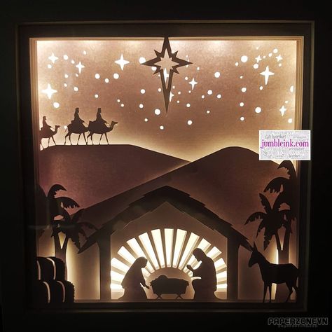 Nativity Shadow Box, Arte Art Deco, Sky Lights, Christmas Shadow Boxes, Shadow Box Svg, Nativity Christmas, Christmas 3d, 3d Shadow Box, Paper Light