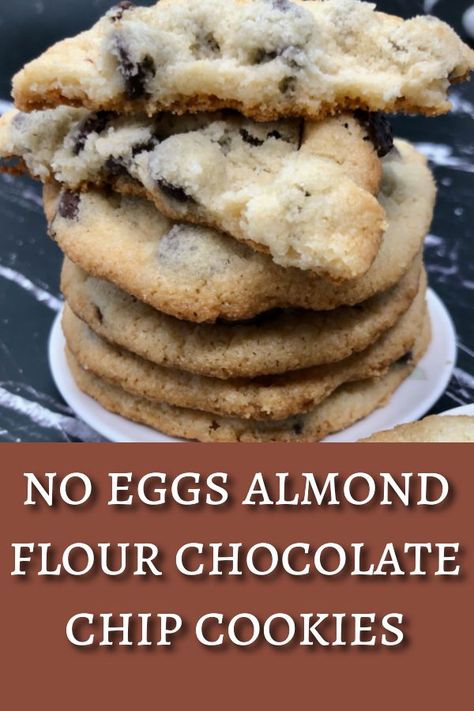 Cookies Without Baking Soda, High Fibre Desserts, Cookies No Eggs, Egg Free Chocolate Chip Cookies, Almond Flour Desserts, Almond Flour Chocolate Chip, Tasty Chocolate Chip Cookies, Almond Flour Chocolate Chip Cookies, Make Almond Flour