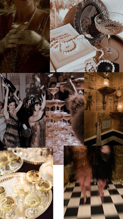 1920s Bachelorette Party, Roaring 20s Bachelorette Party, Champagne Aesthetic Vintage, Roaring Twenties Aesthetic, Old Hollywood Glamour Aesthetic, Vintage Bachelorette Party, Gatsby Bachelorette, 20s Party Theme, Hollywood Glamour Aesthetic