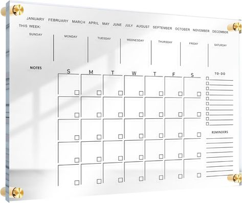 Amazon.com: Premium Ultra-Clear Acrylic Wall Calendar Dry Erase | 24"X18" | Large Glass Calander For Home Family Planner Office Board Reusable Whiteboard Big Monthly | 8 Magnetic Pens Eraser (2023-2024) : Office Products Acrylic Wall Calendar, Office Board, Calendar Board, Liquid Chalk Markers, Corporate Office Decor, Dry Erase Calendar, Wall Planner, Liquid Chalk, Family Planner