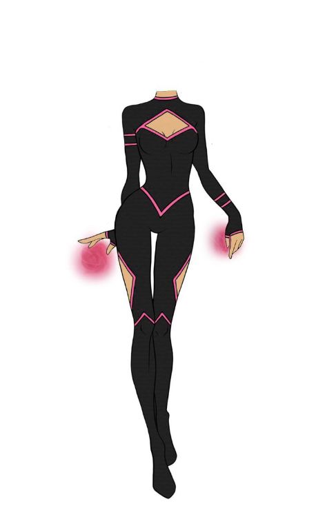 Aesthetic Hero Outfits, Pink And Black Superhero Suit, Pink Superhero Suit Female, Superhero Suits Pink, Supervillain Outfits Design Female, Pink Super Hero Suit, Superhero Suit Design Female Pink, Superhero Outfits Female, Pink Superhero Suit Design