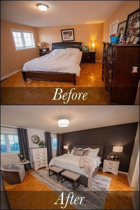 DIY garden and home decoration, exterior and interior design ideas | Before and After | Facebook Teenage Room Decor, Home Office Inspiration, Bedroom Renovation, Couple Bedroom, Small Room Bedroom, Remodel Bedroom, After Photos, Master Bedrooms Decor, Home Decor Bedroom