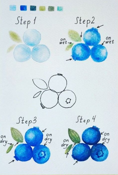 Fruits Drawing Watercolor, Watercolor Fruit Step By Step, Watercolor Vegetables, Fruit Watercolor, Learn Watercolor Painting, Learn Watercolor, Watercolor Food, Watercolor Paintings For Beginners, Watercolor Fruit