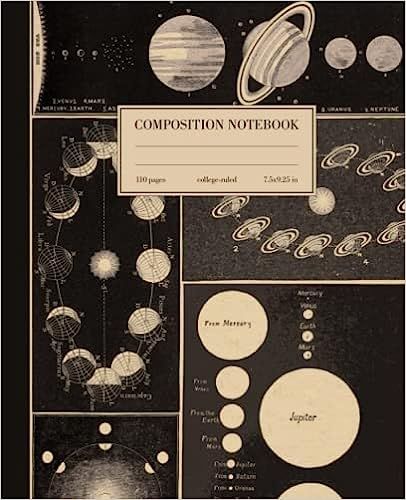 Composition Notebook College Ruled: Astronomy Space Planet Vintage Cover | Galaxy Science Aesthetic Journal For Back To School, Office, Work | Wide Lined: Wunderart, C.C.: Amazon.com: Books Map Notebook, Science Aesthetic, Composition Notebook Covers, School Book Covers, Vintage Cover, Notebook Cover Design, Book Cover Template, Aesthetic Journal, Science Journal