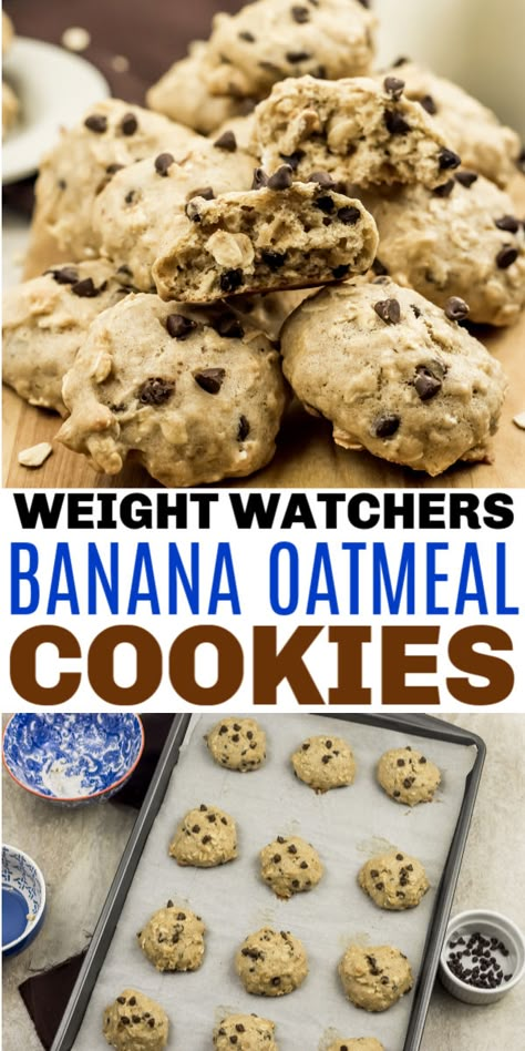 Weight Watchers Cookies Recipes, Weight Watchers Cookies, Weight Watcher Cookies, Weight Watcher Desserts, Easy Gluten Free Desserts, Weight Watchers Snacks, Weight Watchers Recipes Desserts, Banana Oatmeal Cookies, Banana Cookies