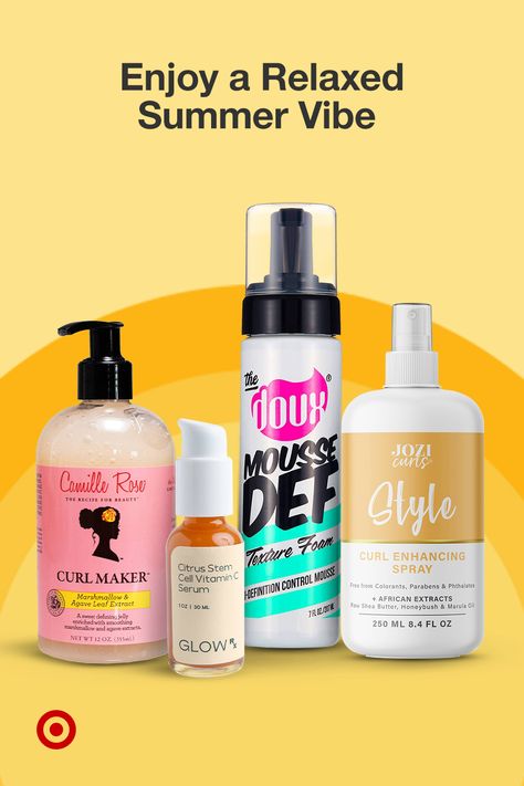 Enjoy the sun this summer without the worry of damaging your hair or skin. Find hair & skin care solutions from Camille Rose, GlowRX, The Doux and Jozi Curls at Target. Jozi Curls, Preppy Essentials, Bridal Nail, Coffee Hair, Hair Twists, Camille Rose, Beard Conditioner, Natural Hair Short Cuts, Bridal Nail Art