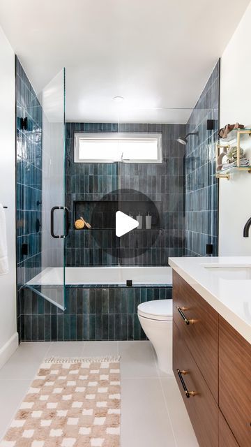 Blythe Interiors | Studio · Showroom · Shop on Instagram: "Design tip📌: Elevate the look of an alcove bathtub by using a drop-in tub and tiling the entire surround!  ⁠ We designed this bathroom for our client’s young son so a bathtub was a must! By carrying the beautiful, rich blue shower tile around to the front of the tub, we created a fun statement and bold pop of color while elevating the overall feel. ✨💫💙  PS. We’ve used this ultra glossy, Italian subway tile in a few projects and it’s ALWAYS a showstopper🤩. Stop by our Showroom to check it out in person as well as our huge collection of other remodel materials including cabinetry, counters, flooring, wallpaper and so much more!   #interiordesigntips #showertile #subwaytile #blytheinteriors #showerinspo #showerdesign #bathroomremo Daltile Remedy, Bathtub Tile Surround, Blue Shower Tile, Tile Tub Surround, Blue Bathroom Tile, Drop In Tub, Drop In Bathtub, Bathtub Tile, Retreat Center