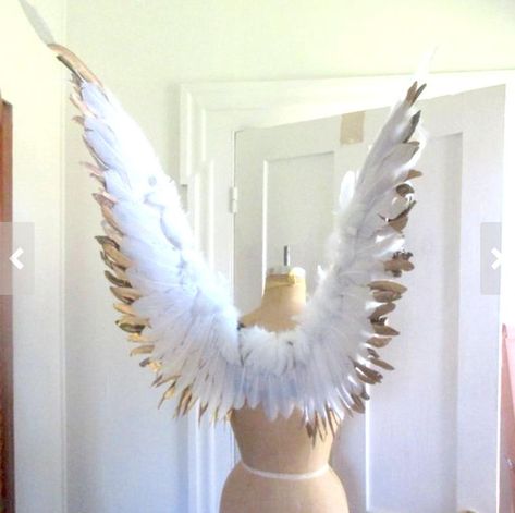 Angel Wings Gold, Feather Mirror, Fairy Costume For Girl, Celestial Birthday, Angel Wings Costume, Cosplay Wings, Costume Wings, Black Cosplay, Feather Angel Wings