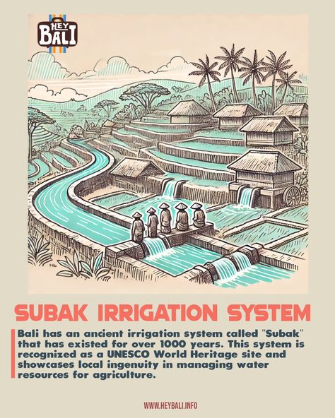 Discover the ancient Subak irrigation system of Bali, a UNESCO World Heritage site! This ingenious system reflects the harmonious relationship between Balinese culture and nature, distributing water from volcanic lakes to terraced rice fields. Witness the sustainable practices that have supported agriculture for centuries and explore the stunning landscapes shaped by this traditional wisdom#SubakIrrigation #BaliHeritage #UNESCO #SustainableAgriculture #BaliTravel #CulturalExperience #ExploreBali Ancient Irrigation System, Ancient Irrigation, Harmonious Relationship, Voyage Bali, Visual Reference, Asian Architecture, Rice Fields, Stunning Landscapes, Sustainable Agriculture