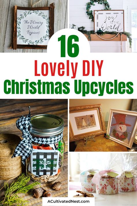 Diy Upcycled Christmas Gifts, Repurposed Items To Sell, Upcycle Gifts Diy, Diy Thrifted Christmas Gifts, Upcycled Christmas Gifts, Upcycled Christmas Decorations, Pool Noodle Wreath, Unique Art Projects, Upcycled Christmas