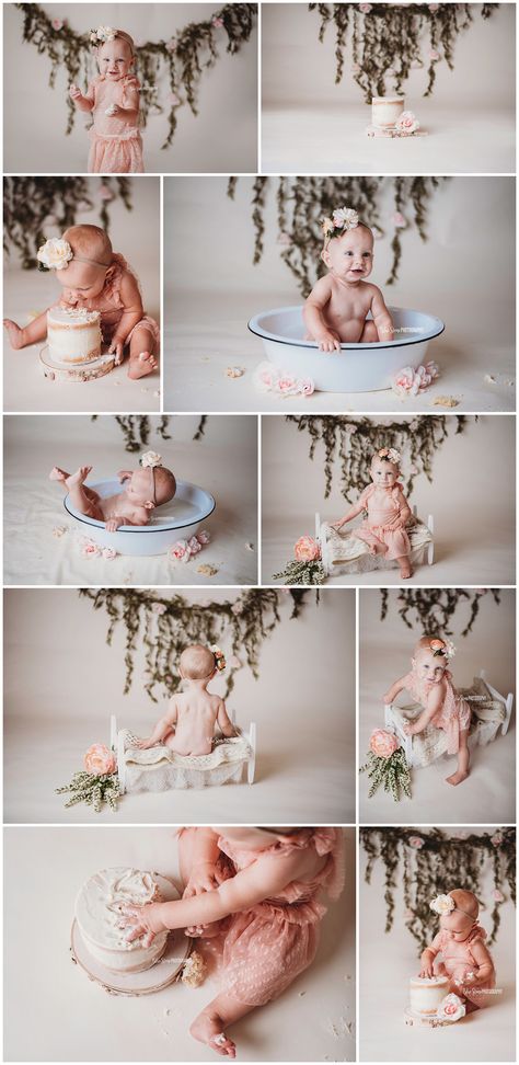 Boho Floral Cake Smash, Jcpenney Portraits First Birthday, Diy Cake Smash Photoshoot At Home, 1st Birthday Studio Shoot, Floral First Birthday Photoshoot, 1st Birthday Girl Cake Smash, Cake Smash Set Up, Wild Flower Cake Smash, Cake Smash Family Photos