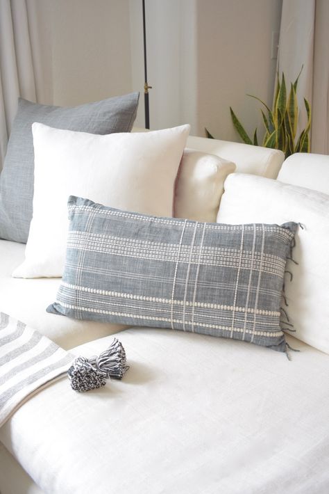 Styled Studio McGee Favorites + Comfy Loungewear Picks Studio Mcgee Pillows, Decorating With Quilts, India Bedroom, Light Blue Throw Pillows, Texture Pillow, Beach House Living Room, Leather Throw Pillows, Pillow Combos, House Color Palettes