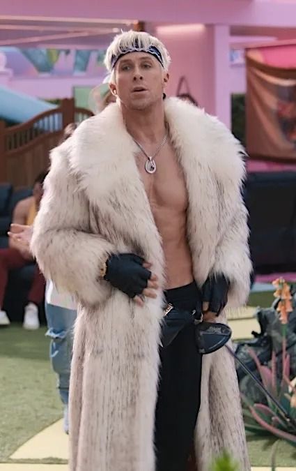 Barbie: Ryan Gosling's Mojo Mink Coat as Ken » BAMF Style Ken Barbie Movie Outfits, Ken Mojo Dojo Casa House Outfit, Hear Me Out Actors, Mojo Dojo Casa House Ken Costume, Barbie 2023 Ryan Gosling, Barbie Ryan Gosling, Ken Ryan Gosling, Ryan Gosling Ken, Ryan Gosling Im Just Ken