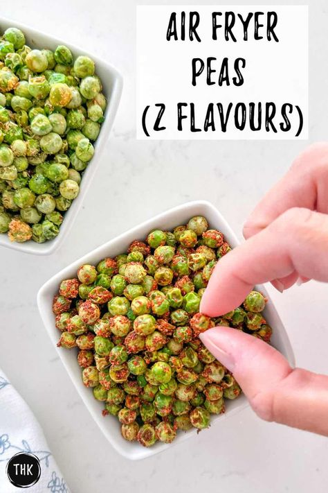 Air Fryer Peas [Two Flavours] This Healthy Kitchen Air Fried Peas, Wasabi Peas Recipe, Air Fryer Peas, Peas In Air Fryer, Peas Side Dish, Dried Peas, Pea Snacks, Inflammation Diet Recipes, Vegetarian Eating